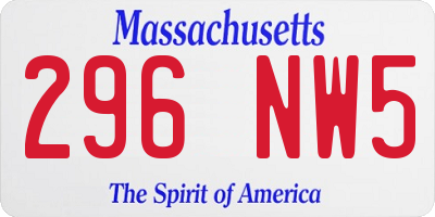 MA license plate 296NW5