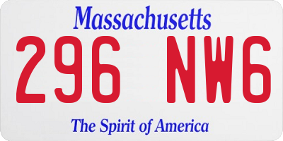 MA license plate 296NW6