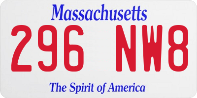 MA license plate 296NW8