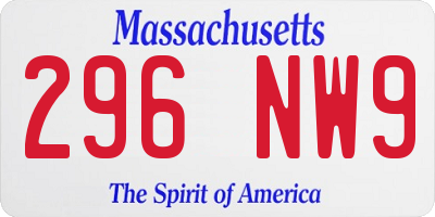 MA license plate 296NW9