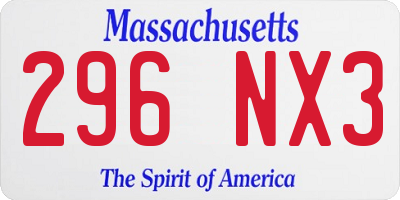 MA license plate 296NX3