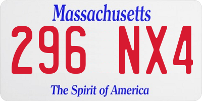 MA license plate 296NX4