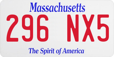 MA license plate 296NX5