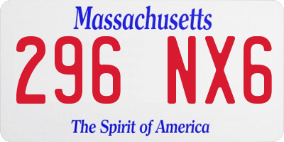 MA license plate 296NX6