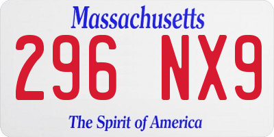 MA license plate 296NX9