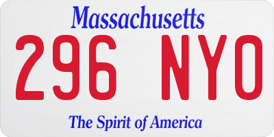 MA license plate 296NY0
