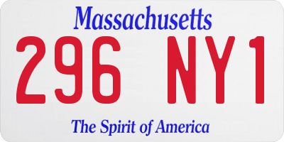 MA license plate 296NY1