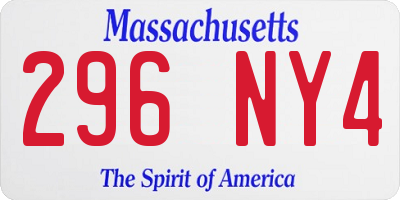 MA license plate 296NY4