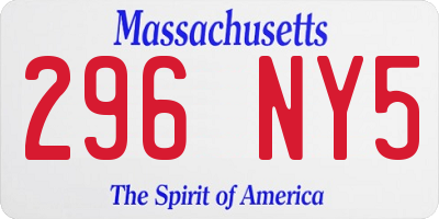 MA license plate 296NY5