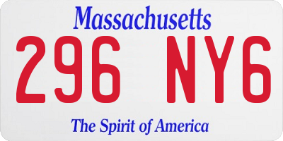 MA license plate 296NY6
