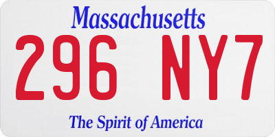 MA license plate 296NY7