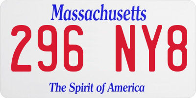 MA license plate 296NY8
