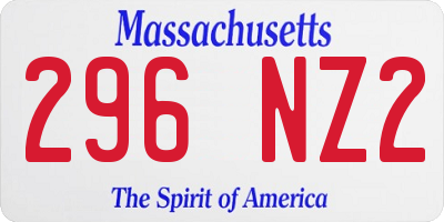 MA license plate 296NZ2