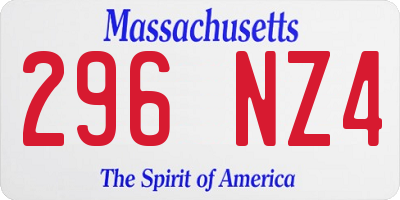 MA license plate 296NZ4