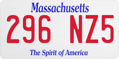 MA license plate 296NZ5
