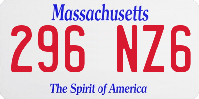 MA license plate 296NZ6