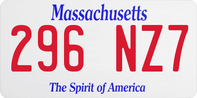 MA license plate 296NZ7