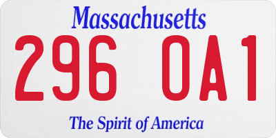 MA license plate 296OA1