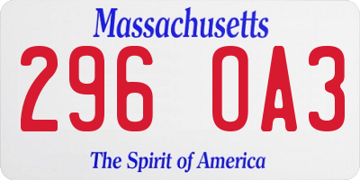 MA license plate 296OA3