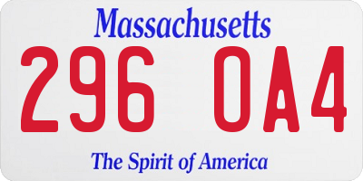 MA license plate 296OA4