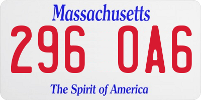 MA license plate 296OA6