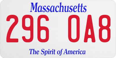 MA license plate 296OA8