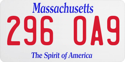MA license plate 296OA9