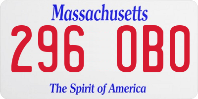 MA license plate 296OB0