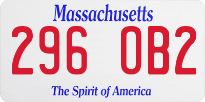 MA license plate 296OB2