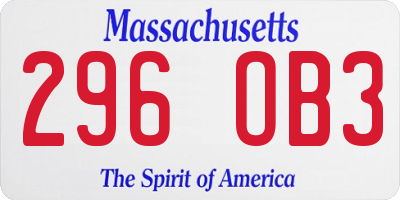 MA license plate 296OB3