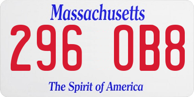 MA license plate 296OB8