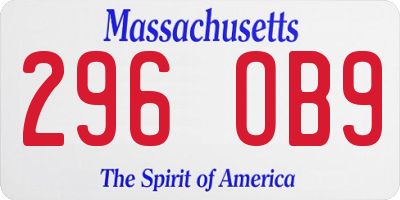 MA license plate 296OB9
