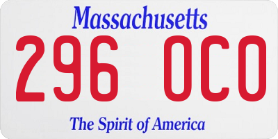 MA license plate 296OC0