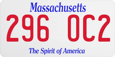 MA license plate 296OC2