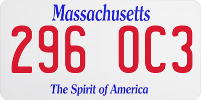 MA license plate 296OC3