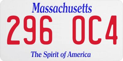 MA license plate 296OC4
