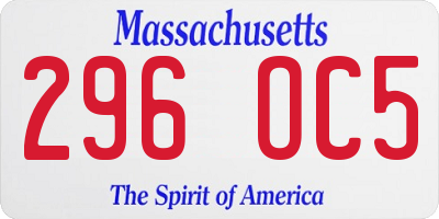 MA license plate 296OC5