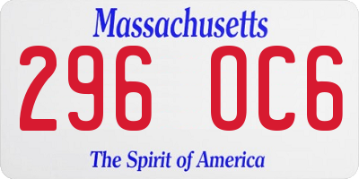MA license plate 296OC6