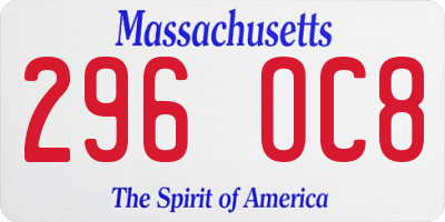 MA license plate 296OC8