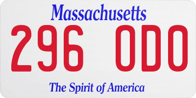 MA license plate 296OD0