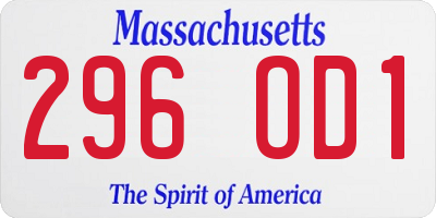 MA license plate 296OD1
