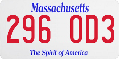 MA license plate 296OD3