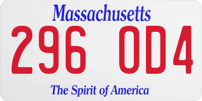 MA license plate 296OD4