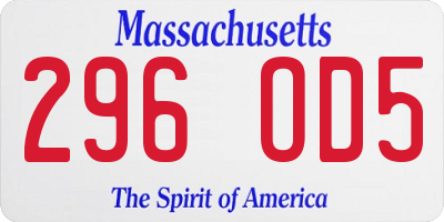 MA license plate 296OD5