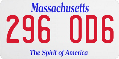 MA license plate 296OD6