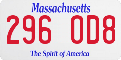 MA license plate 296OD8