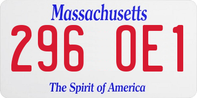 MA license plate 296OE1