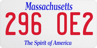MA license plate 296OE2