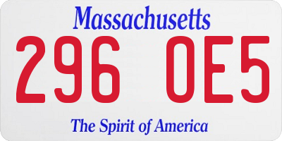 MA license plate 296OE5