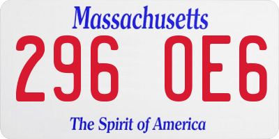 MA license plate 296OE6